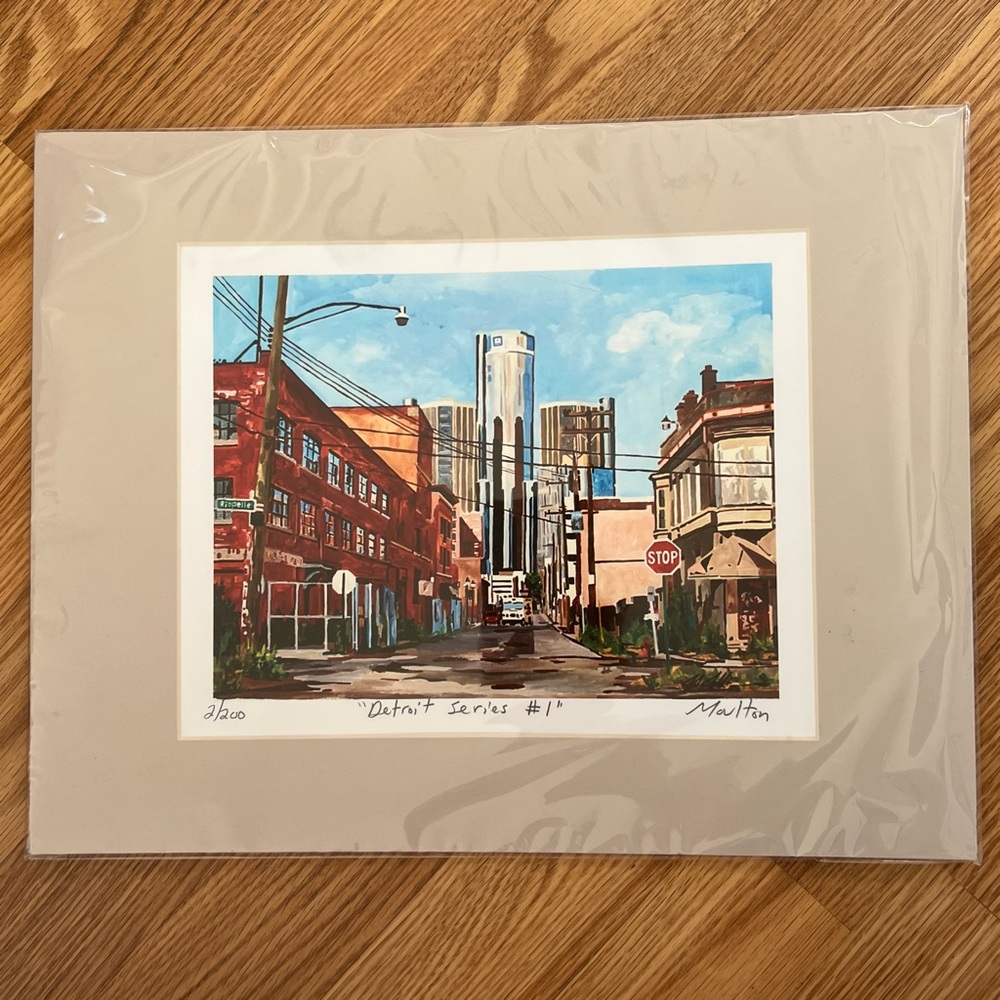 Josh Moulton Detroit Series #1 Art‎ Print artist Signed In Pencil 2/200 matted